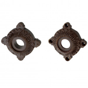 Ancienne paire de rosaces pour poignées de porte A4731H18-Set, laiton patiné foncé